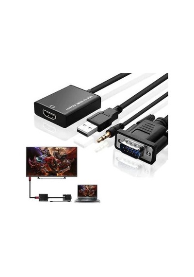 Vga To Hdmi Sesli Çevirici Dönüştürücü Kablo