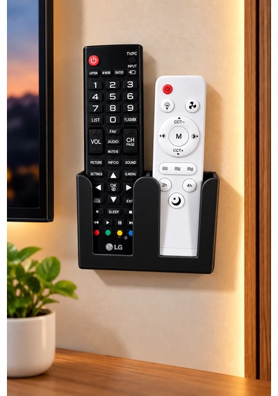 Veriqo 3d Duvara Monte 2'li Uzaktan Kumanda Tutucu Tv Kumandalık Düzenleyici Siyah