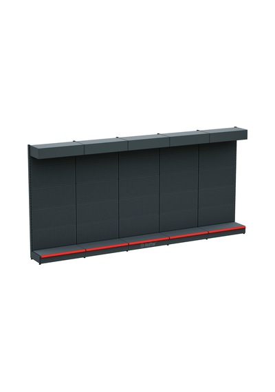 Şapkalı Ve Bazalı Delikli Hırdavat Rafı Antrasit, 5 Ünite W450 H220 D30/40 Cm Kırmızı