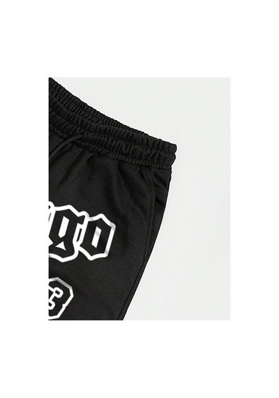 Tarzsokak Sporsity Letter Graphic Drawstring Eşofman Altı Siyah