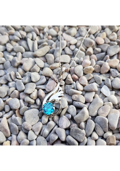 Chavin Topaz Melek Kanadı 0.015 Carat Pırlanta Gümüş Kolye Cc84X