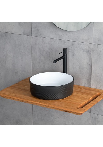 Lena E-W5002SB Tezgahüstü Lavabo Beyaz - Siyah