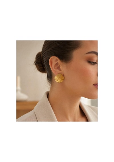 Gold İstiridye Model Çelik Kadın Küpe Deniz Kabuğu Figürlü Şık Küpe Gold - 886835896 Gold - 886835896 Gold