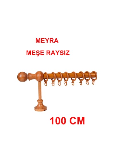 Meyra Demonte Başlıklı Ahşap Rustik Perde Askısı - Raysız -meşe 100 Cm Meşe