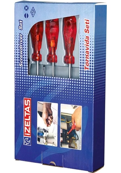 İzeltaş 4100 Düz Tornavida Takımı 8 Parça Kraft