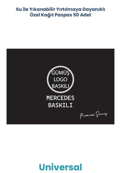 Suya Dayanıklı Yıkanır Ms Yatay Oto Paspas Kağıdı Siyah Gümüş Baskı Kağıt Paspas 50 Adet 35x50cm