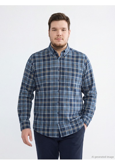 Lcwaıkıkı Classic Lacivert Regular Fit Ekose Desenli Gabardin Erkek Gömlek