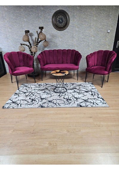 Siyah Boyalı Tel Ayak Papatya Çay Seti Koltuk Takımı , Balkon, S 001
