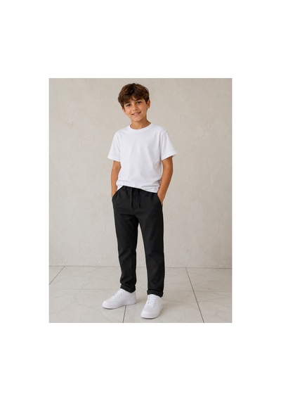 Suit Aydın 5-1 5 Yaş Arası Erkek Çocuk Belli Lastikli Duble Paça Pantolon Erkek Çocuk Jogger Pantolon Siyah