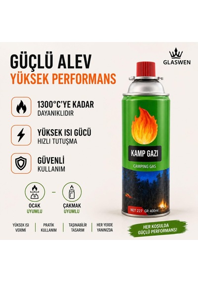 2 Adet Kamp Gazı Gaz Tüpü Portatif Ocak Kartuşu Tek Kullanımlık Pürmüz 400 Ml 227 Gr Genel