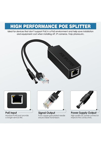 Lexroo Aktif Poe Dağıtıcı Adaptör, 48 V İla 12 V, Ieee 802.3af Uyumlu