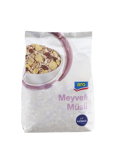Aro Meyveli Müsli 1 Kg - Pratik Kahvaltılık Gevrek 2'li Ekonomik Paket - 2 Adet Tarı