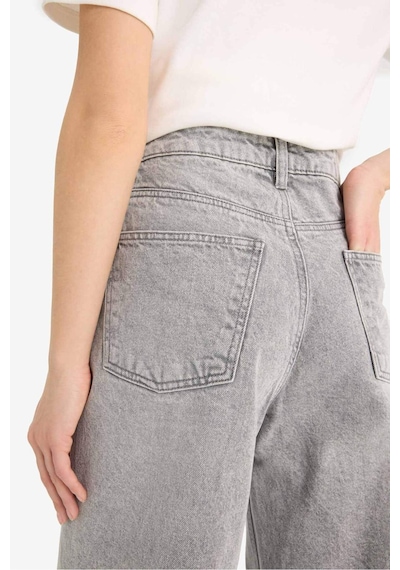 Defacto Barrel Fit Yüksek Bel Düz Paça Uzun Jean Kar Yıkamalı Pantolon E8412ax25aunm55 Gri