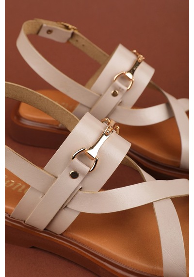 Gondol Hakiki Deri Vaketa Parmak Arası Sandalet Crm.501 Vizon Gondol Hakiki Deri Vaketa Parmak Arası Sandalet Crm.501 Vizon