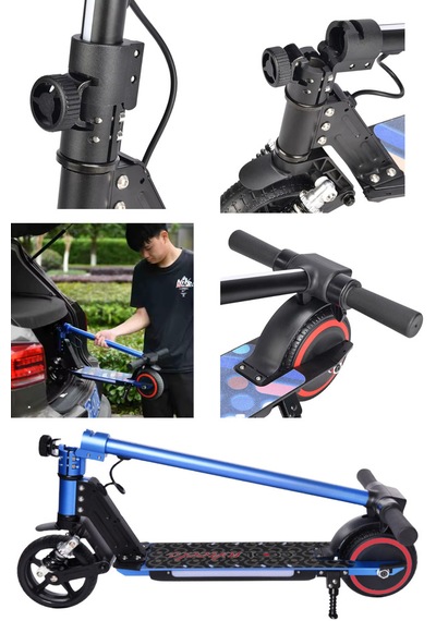 Elektrikli Çocuk Scooter - Çift Frenli Katlanabilir - Led Işıklı - Ön Çift Süspansiyonlu 8+ Siyah