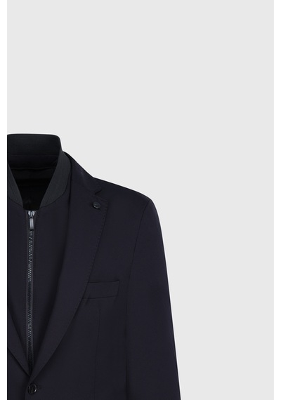 AC&Co / Altınyıldız Classics Erkek Sıyah Slim Fit Dar Kesim Mono Yaka Cepli Ceket Siyah