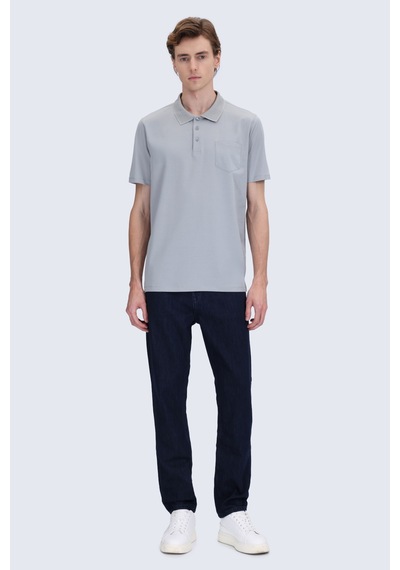 Hatemoğlu Gri Regular Fit Polo Yaka 100% Pamuk Merserize Tişört