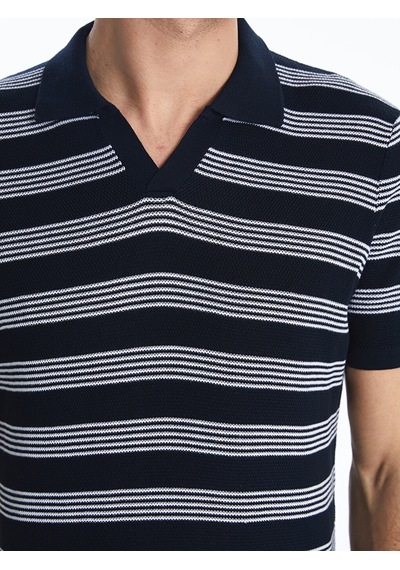 Lcwaıkıkı Classic Lacivert Polo Yaka Çizgili Dokulu Erkek Triko Tişört