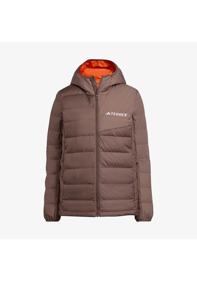 Adidas Terrex Multi Light Down Climawarm Kapüşonlu Kadın Kahverengi Yürüyüş Montu Jz9992