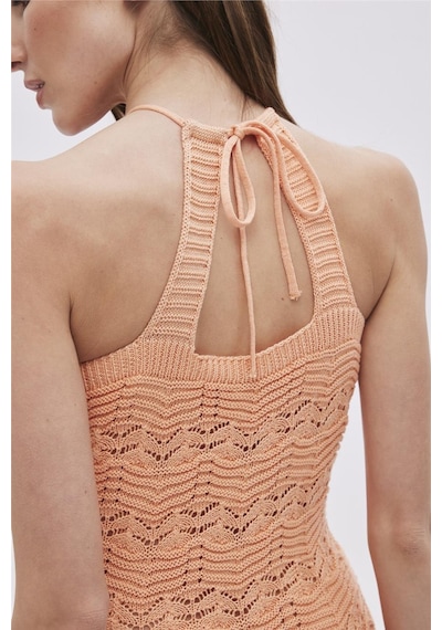 Sherin Oranj Halter Yaka Midi Triko Elbise-oranj