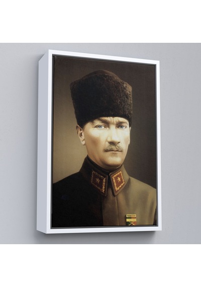 Çerçeveli Atatürk Portre Tablosu Mustafa Kemal Atatürk Dikdörtgen Dekoratif Kanvas Tablo-61