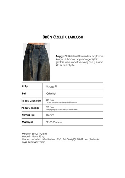 it's basic Kadın Tint Kot Rengi 2w6-11 Baggy Kemerli Orta Bel Denim Jean Kırmızı