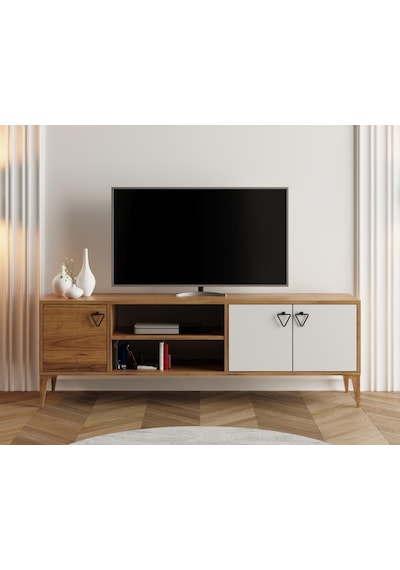 Rivo Tv Ünitesi Legnano-beyaz Raflı Ve Kapaklı Modern Tasarım 150 Cm Ahşap - Beyaz Rivo Tv Ünitesi Legnano-beyaz Raflı Ve Kapaklı Modern Tasarım 150 Cm Ahşap - Beyaz