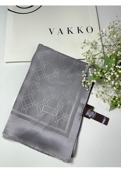 Vakko 68x200 Jakarlı Saf İpek Şal - 05491 - 68x200 / Gri Gri