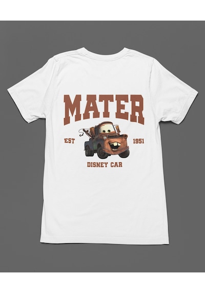 Bumeta Mater Arabalar Cars Şimşek Mcqeen Unisex Tişört T-shirt Beyaz