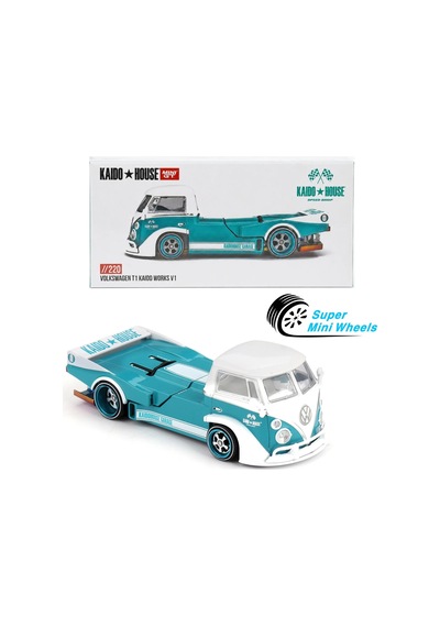 Mini Gt Kaido House Volkswagen T1 V1 Turquoise 220 1/64 Model Araba
