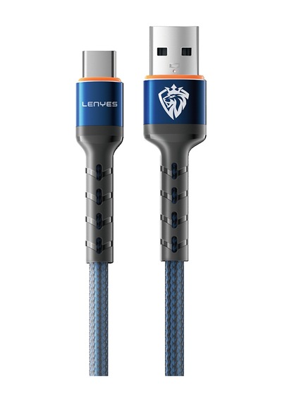 Lenyes Lc515 Type-c Usb Kablo Hızlı Şarj Özellikli Örgülü Data Ve Şarj Kablosu 3a 1m Mavi
