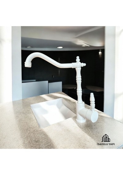 İsaoğlu Yapı Beyaz Zen Design Batarya Vintage Tasarım Rustik Armatür Pirinç Malzeme Beyaz
