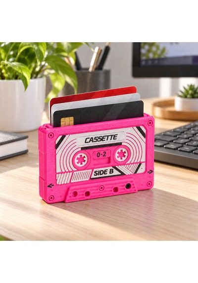 Kasetcep Retro Kaset Kartlık Pembe