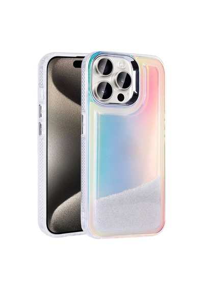 Zore İphone 15 Pro Max Kılıf Airbagli Renkli Arka Yüzey Boncuk Tasarımlı Ogaa Kumul Kapak - Mor