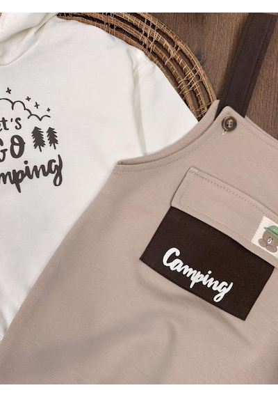 Bebicix Let's Go Sweatshirt Salopet Erkek 2'li Takım Krem