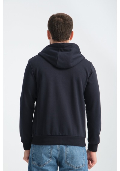 Shooter Sportwear Shooter Erkek Üç İplik Şardonsuz Fermuarlı Kapüşonlu Sweatshirt Lacivert