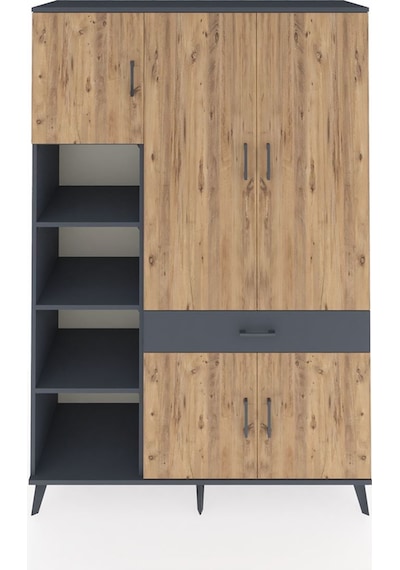 Hyperion Dolap 8 Raflı Tek Çekmeceli 5 Kapaklı 132x44x195 Antrasit-çam/antrasit Atlas Çam/antrasıt - Antrasıt Hyperion Dolap 8 Raflı Tek Çekmeceli 5 Kapaklı 132x44x195 Antrasit-çam/antrasit Atlas Çam/antrasıt - Antrasıt