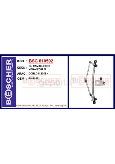 Ön Cam Silecek Mekanızması Fiat Doblo 3 2010 Motorsuz