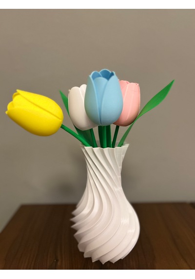 Vazo Dekoratif 3d Beyaz