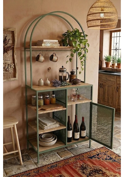 Capella Kahve Köşesi Standı & Çok Amaçlı Mutfak Dolabı - Tel Kapaklı Mint Yeşili 80x180cm Mint Yeşil Capella Kahve Köşesi Standı & Çok Amaçlı Mutfak Dolabı - Tel Kapaklı Mint Yeşili 80x180cm Mint Yeşil