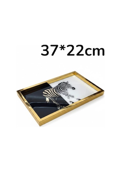Pleksi Tepsi, Servis Sunum Tepsi, Zebra Desen Gold