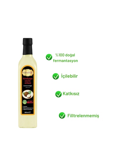 Hanzade Bitkisel Hindistan Cevizi Sirkesi 2 x 500 ML