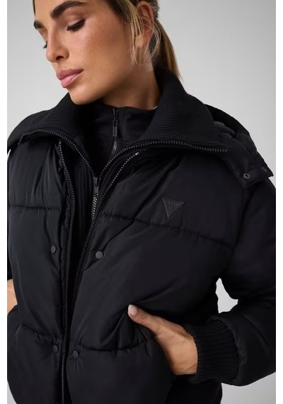 Guess Virginia Kapüşonlu Kadın Şişme Mont V6bl09w4391 Siyah