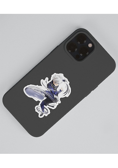 Bluelock-nagi Seishiro-parlak Kağıt -2li Sticker Set-telefon Süsleme Blue Lock Etiket Gri