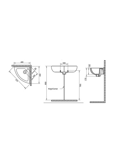 Köşe Lavabo 40x40cm Turavit Diğer