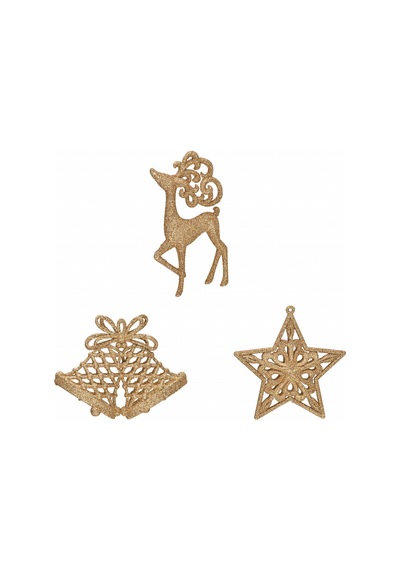 Karaca Home New Year Yeni Yıl  Glitter 3 Parça Ağaç Süsü Seti