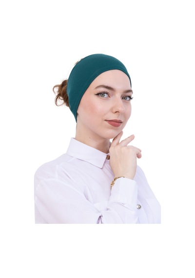 Modish Group Kadın Tesettür Bandana Penye Kaymaz Hazır Şal Eşarp Altı Bone Rahat Kullanım Zümrüt