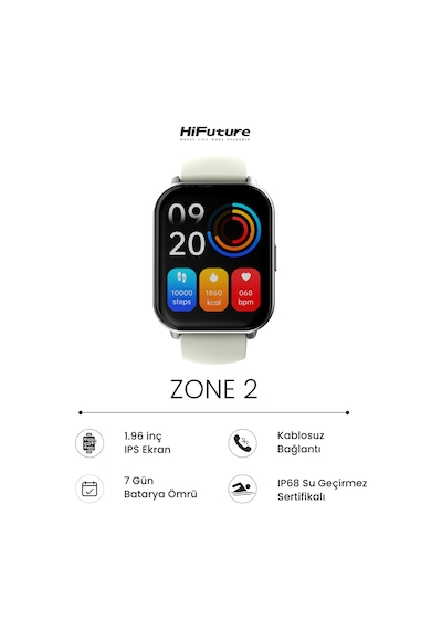 HiFuture FutureFit Zone2 1.96" BT5.2 Arama IP68 Su Geçirmez Nabız SpO2 Akıllı Saat (Distribütör Garantili)