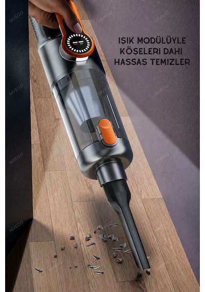Tln 22.000 Pa Kablosuz Araç Süpürgesi Ve Hava Üfleyici 2'si 1 Arada 5400 Mah Type-c Şarjlı Mini El Süpürgesi 22000pa