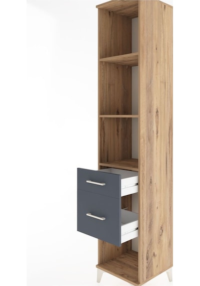 Hyperion Dolap 3 Raflı 2 Çekmeceli 44x44x221 Çam-antrasit Atlas Çam